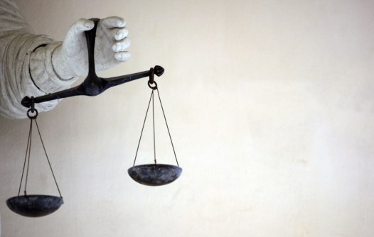 Close-up of the part of a marble statue representing Themis, the Goddess of Justice at Brittany parliament, France